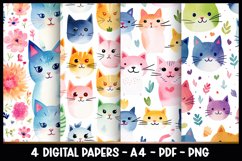 4 Digital Papers Cute Cats I Planner Pages A4 Product Image 1