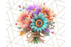 Pastel Flower Bouquet PNG Clipart, Elegant Floral Art Product Image 4