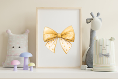 Matte Gold Glitter Coquette Bow Clipart Product Image 7