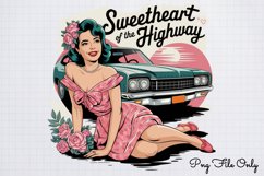 Sweetheart of the highway PNG,Retro PinUp Sublimation PNG Product Image 1