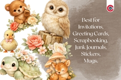 Whimsical Spring Meadow Animals Watercolor Clipart Bundle Product Image 8