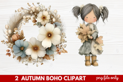 Autumn Boho Clipart | Fall Bohemian Aesthetic PNG Illustrati Product Image 1