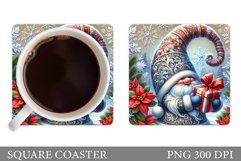 Christmas Gnome Coaster. Christmas Coaster Sublimation Product Image 1