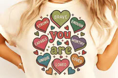 Crochet Valentine Candy Heart PNG, Faux Yarn You Are Enough Product Image 2