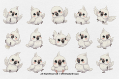 15 Bundle Watercolor White Baby Parrot Cute Bird Macaw Product Image 8