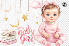 Pink baby girl clipart Product Image 1