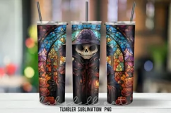 Stained Glass Skull Halloween Tumbler Wrap Sublimation Desin Product Image 2