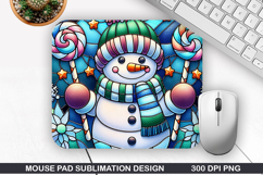 Snowman Mouse Pad Sublimation, Christmas Mouse Pad PNG Product Image 1