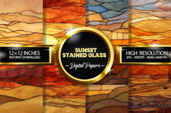 Sunset Stained Glass Digital Papers - 04 variations Product Image 1