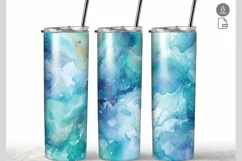 Marble Ocean Watercolor 20 oz Tumbler Wrap Sublimation Product Image 1