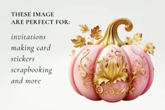Pink and Gold pumpkin clipart, pumpkin sublimation Product Image 2