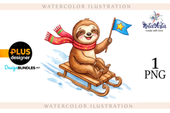 Christmas Sloth: Cozy Holiday Vibes in Watercolor Product Image 1