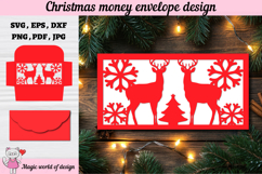 Christmas deer Money Envelope svg, Papercut Gift Card Product Image 2