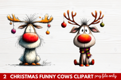 Funny Christmas Cows Clipart | Cute Holiday Farm Animal Product Image 1