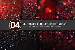 Red Black Glitter Digital Paper Product Image 1