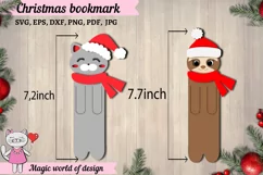 Christmas Bookmark SVG, cat and sloth paper svg design Product Image 4
