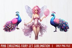 Pink Christmas Fairy Sublimation Clipart, Product Image 1