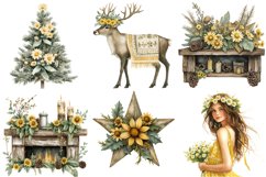 Boho Daisy Flowers Christmas Clipart Product Image 3