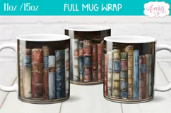 Bookshelf mug wrap PNG for Sublimation | Book lover mug png Product Image 2