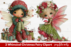 2 Whimsical Christmas Fairy Clipart | Cute Holiday Fairy PNG Product Image 1