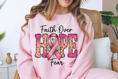 Faith Over Fear PNG, Hope Pink Ribbon Sublimation Design Product Image 7