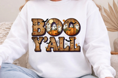 Boo Yall PNG, Rustic Wood Ghost Halloween Sublimation Design Product Image 7