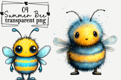 Whimsical Summer Bee Clipart Watercolor PNG Product Image 1