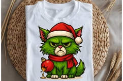 Green funny Christmas cat png design for T-shirts Product Image 5