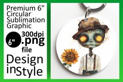 Watercolor Scarecrow Round Design - Keychain Halloween Product Image 1