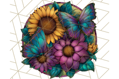 Stained Glass Butterfly and Sunflower PNG Clipart Product Image 4