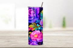 Luminous Garden Tumbler Wrap, Seamless Neon PNG, Floral Product Image 2