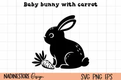 Cute Baby bunny with carrot SVG, EPS, PNG. Product Image 1