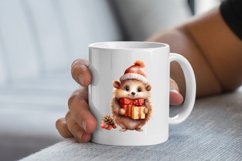 Cute Christmas Hedgehog Clipart, Hedgehog sublimation Product Image 2