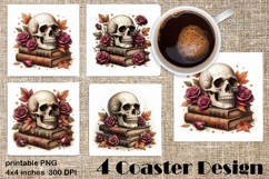 Dark Academia Floral Skull square coasters Sublimation Product Image 1