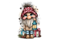 15 PNG Whimsical Cute Christmas Watercolor Gnomes Bundle Product Image 8