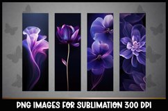 4 Whimsical Flowers Bookmarks Sublimation PNGs Product Image 1