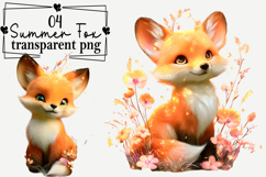 Whimsical Summer Fox Clipart Watercolor PNG Product Image 1