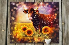 Cow & sunflowers | 9 Skinny tumbler Sublimation designs, JPG Product Image 8