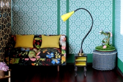 Dollhouse wallpaper green damask ornament vintage look digit Product Image 8