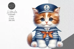 Kitten clipart, Sailor clipart, Cat clipart Product Image 1