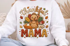Thankful Mama PNG, Cute Turkey Thanksgiving Sublimation Product Image 8