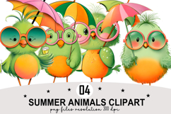 Summer Animals Clipart Watercolor PNG Product Image 1