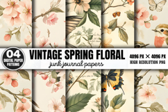 Vintage Spring Floral Junk Journal Pattens Background PNG Product Image 1