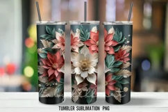 Christmas Flowers Tumbler Wrap Sublimation Designs Product Image 4
