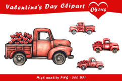 Valentine Day Heart Truck Clipart PNG Product Image 1