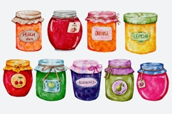 Watercolor fruit jam glasses png clip art 9 Product Image 2
