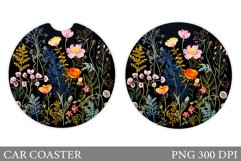 Wildflowers Car Coaster Sublimation. Flowers Car Coaster Product Image 1