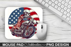 Man Skull Ride an American Flag Sublimation Mouse Pad Design Product Image 1