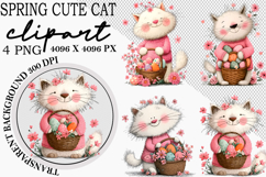 Whimsical Spring Cute Cat Clipart Product Image 1