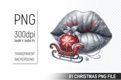 Christmas lips Clipart PNG Design, Digital Download File Product Image 1